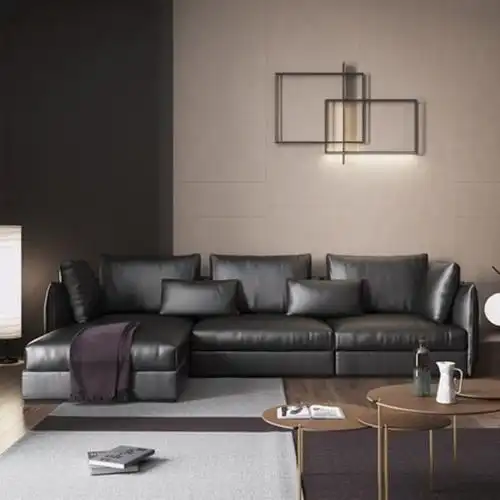 真皮沙发头层牛皮北欧客厅转角现代简约轻奢羽绒皮沙发