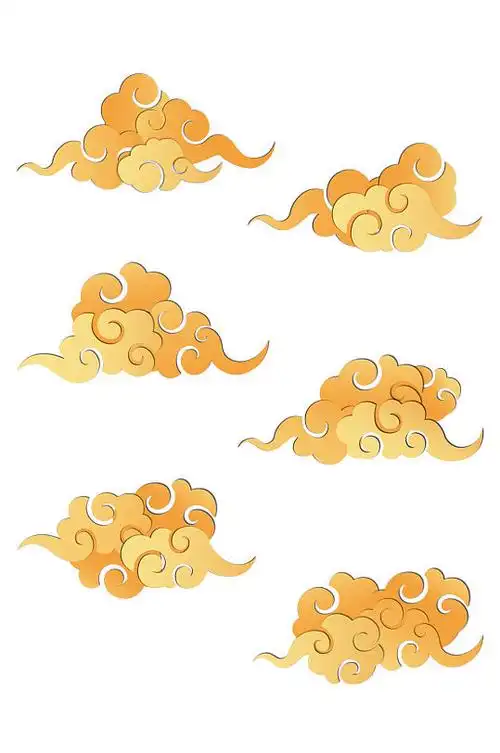 立体红色祥云图案传统云金色花纹免扣元素立即下载高端金色手绘中国