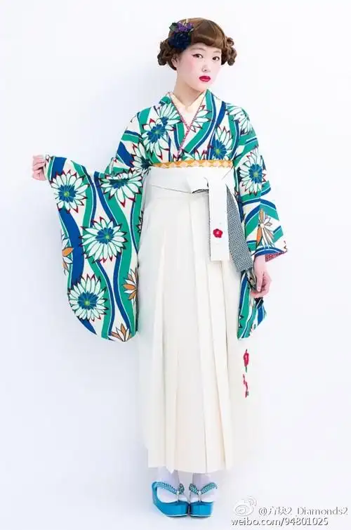 和服##二尺袖##袴##九重#椿柄白袴.