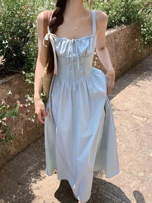 实拍实价 夏季显瘦气质百搭仙气吊带连衣裙 - 17网