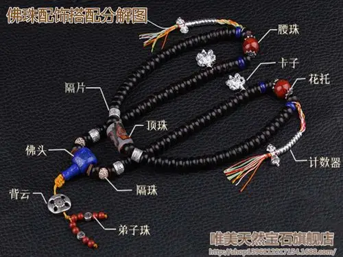 荔代 批发纯手工制作五彩线藏式佛珠计数器镶嵌松石 diy饰品