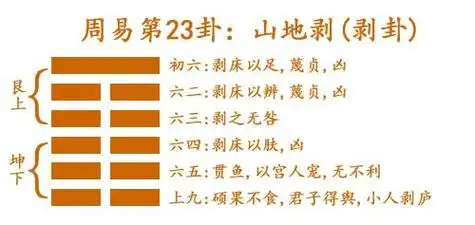 解读:剥卦是下坤上艮,亦即"山地剥".