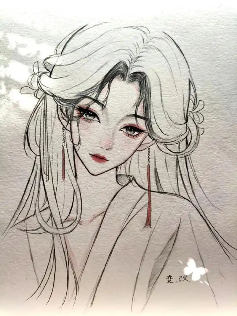 古风女生绘画过程图."此生固短 无你何欢 "#临摹 #古风女 - 抖音