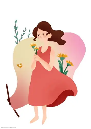 母亲节花朵礼物插画 黄色的花朵 卡通插画 节日插画 母亲节插画 妈妈