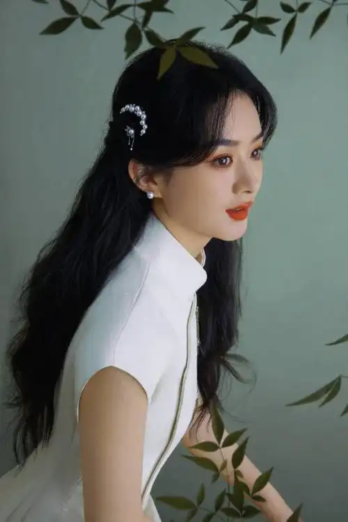 赵丽颖纯白色旗袍写真美照!