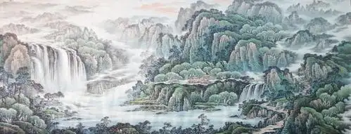 韦杰球国画作品高山流水33作者韦杰球