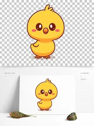 手绘q版 i>黄 /i> i>色 /i>卡通可爱小鸡