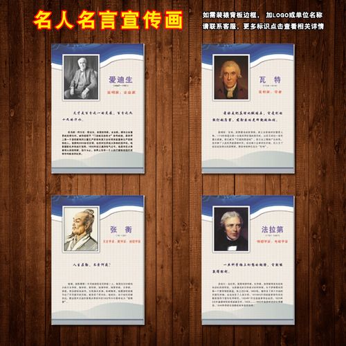科学实验室名人名言挂图头像肖像科学家简介爱迪生张衡瓦特sch66