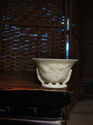 80年明代老模具复出 手工德化窑白瓷梅花杯 牙白色茶杯品茗杯酒杯