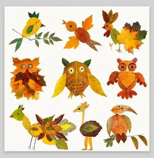 【自然美工】秋叶拼贴,创意无限_幼儿园_创作_工作