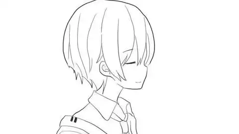 侧脸微笑的男孩动漫简笔画