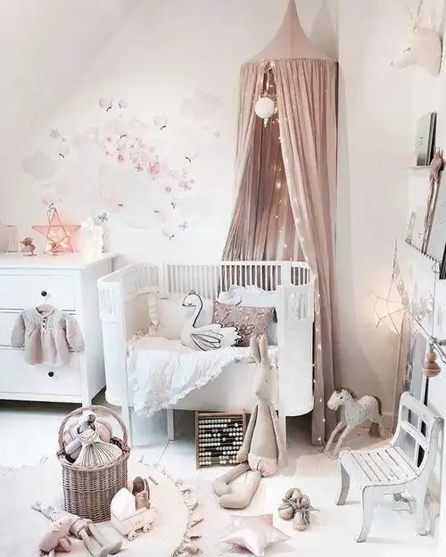 女生卧室,女孩儿童房,女孩房间,床幔,吊顶床幔,装修装饰,室内设计