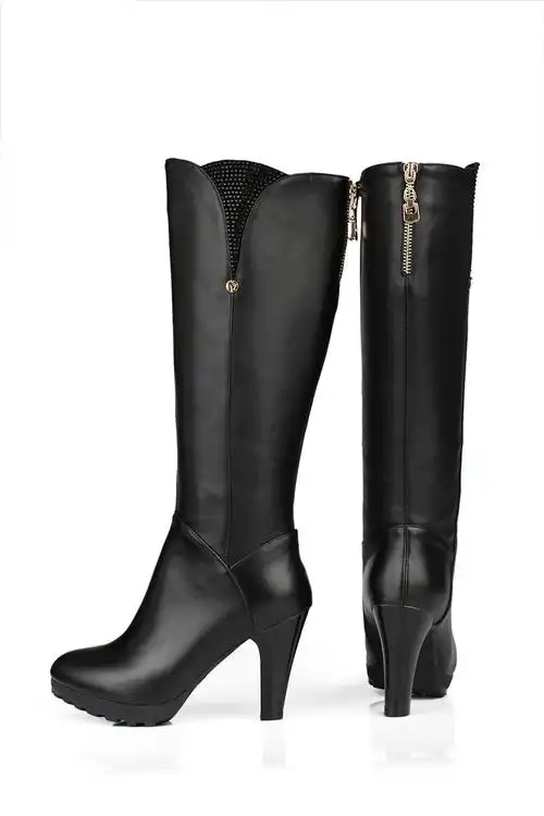 00 浓情漫宇2013秋冬真皮女靴 圆头短靴 拼色水钻女鞋搭扣高跟靴子