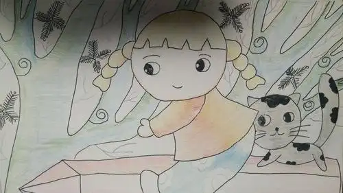 骑在铅笔上的小女孩