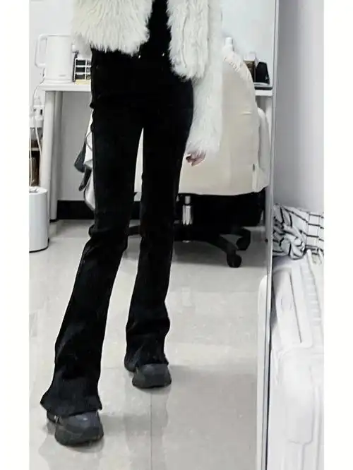 搭配黑色老爹鞋好像更显瘦一点大腿围46 小腿围30#喇叭裤