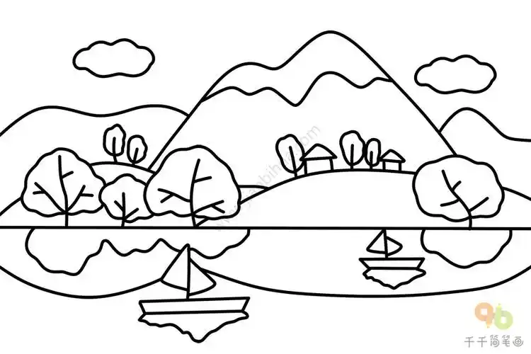 简单又好看的山水简笔画