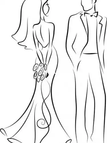 用花做婚纱简笔画