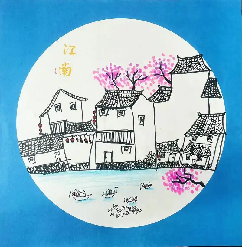 黑白线描画 最爱江南水乡 - 抖音