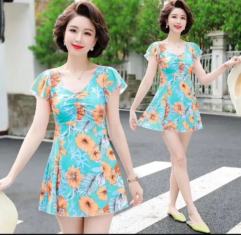 2023新款中老年妈妈泳衣遮肚显瘦保守网红ins大 码胖m连 - 抖音