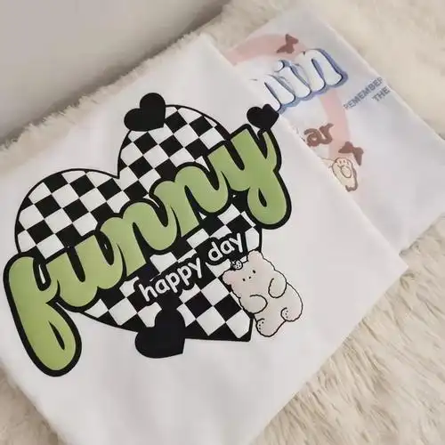 新款爱心小熊热转印发泡立体烫画贴 服装辅料胶片印花贴图 现货