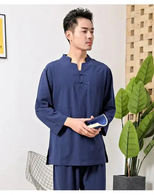 武极堂同款太极服套装棉麻瑜伽服太极打坐宽松中国风男装茶服居士服
