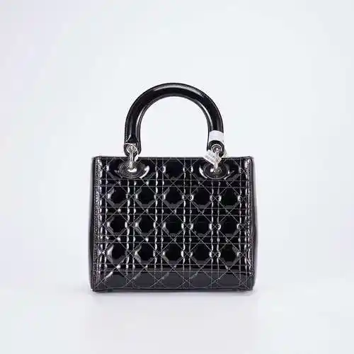 临时dior五格戴妃漆皮黑色公价26800女士包袋