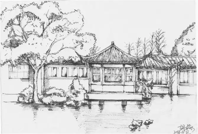 建筑手绘, 钢笔画--古典园林建筑写生
