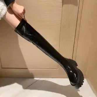 他她千金超长大腿靴软皮厚底过膝靴女粗腿胖mm大筒围长筒靴弹力瘦瘦靴