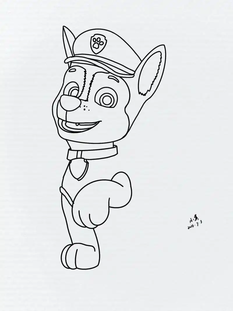 1汪汪队立大功阿奇狗狗原创手绘线稿附步骤 阿奇狗狗