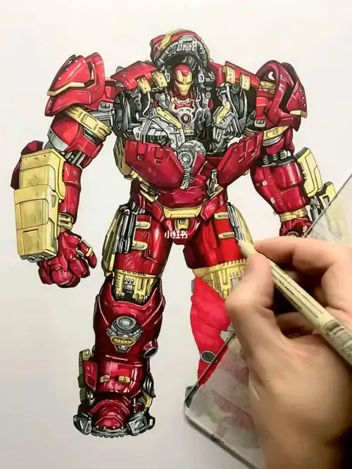 马克笔手绘 反浩克装甲 涂色分享