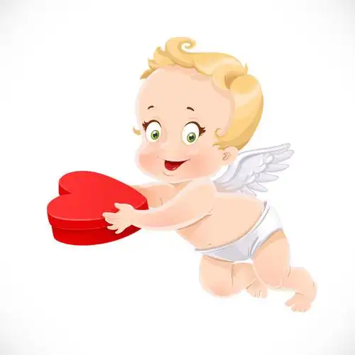 拿着弓箭的可爱天使矢量插图