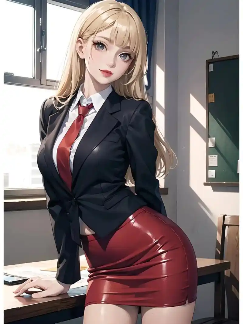 二次元壁纸:动漫风西装职场御姐 这是一位二次元职场上的金发美女,她