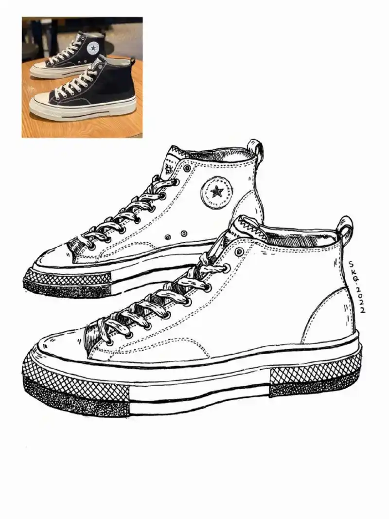 静物写生|线描鞋子(内附过程图)