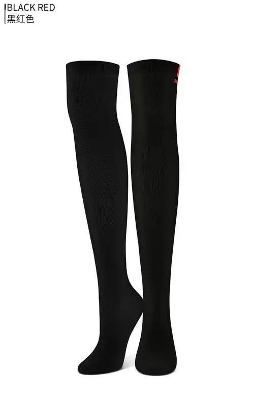 pga秋冬新款高尔夫女士过膝袜纯棉长筒袜修身显瘦pga202009白黑色