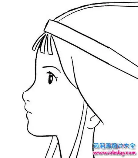 少女头像侧面简笔画 - 小女孩 - 儿童简笔画图片大全
