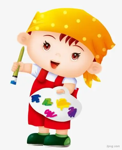 画画的小孩png素材透明免抠图片-卡通手绘