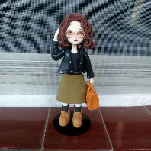 超轻粘土手工制作人物时尚感复古穿搭相机小姐姐小萝莉可爱