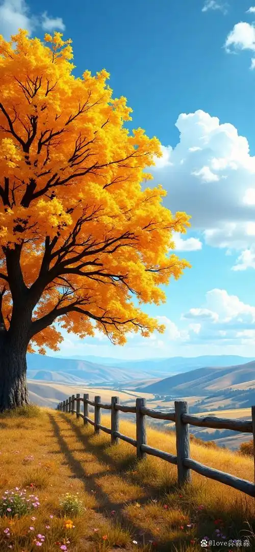 秋天到了,金黄的树叶下,我沿着小路走着,心情美美哒!