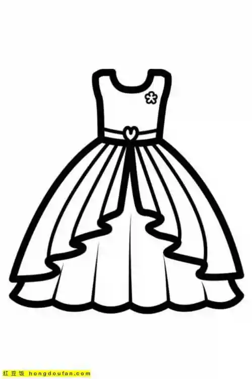 11张免费连衣裙长裙公主裙卡通涂色简笔画-红豆饭小学生简笔画大全
