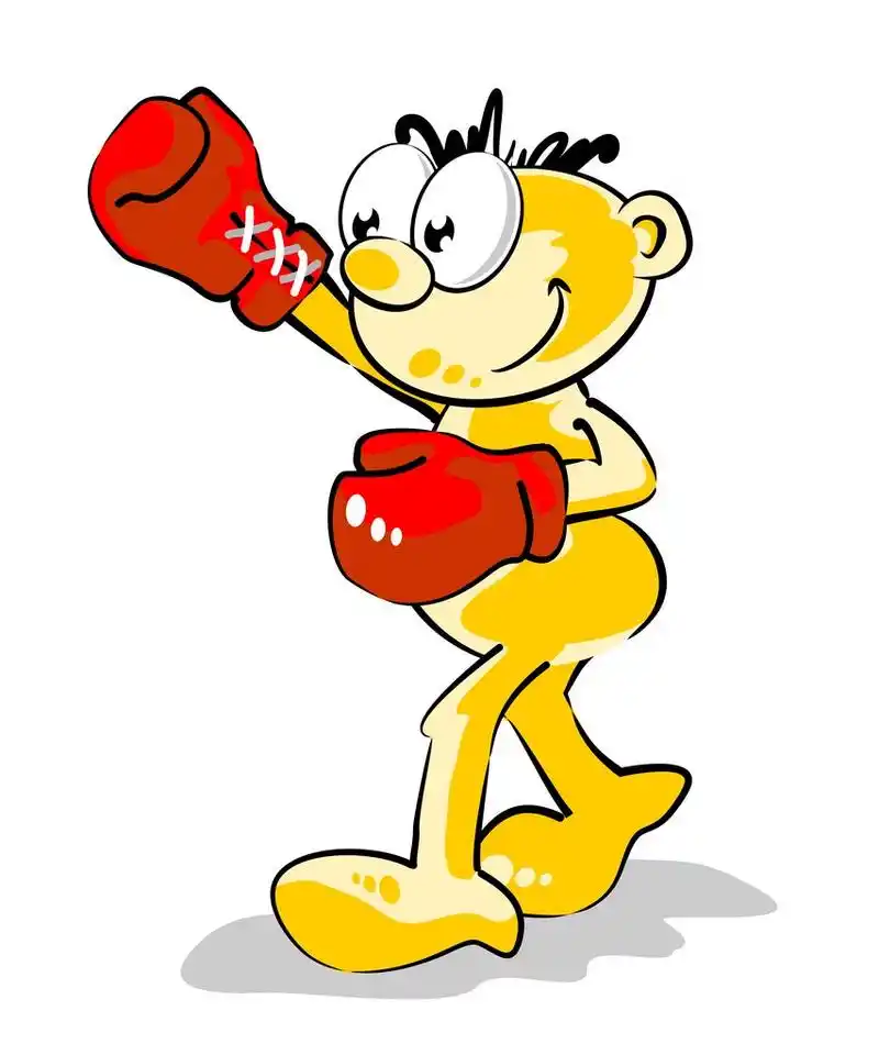 拳击冠军,conceptual illustration with a little guy with red