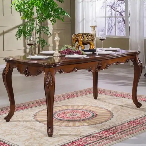 餐桌雅轩美式实木桌椅组合欧式长方形吃饭桌子实木餐桌