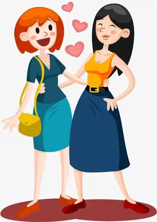 双十一狂欢购物节闺蜜开心购物可爱卡通手绘素材