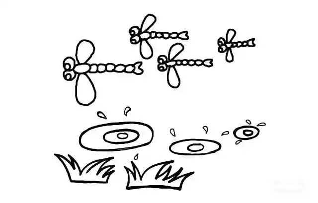 蜻蜓点水简笔画图片