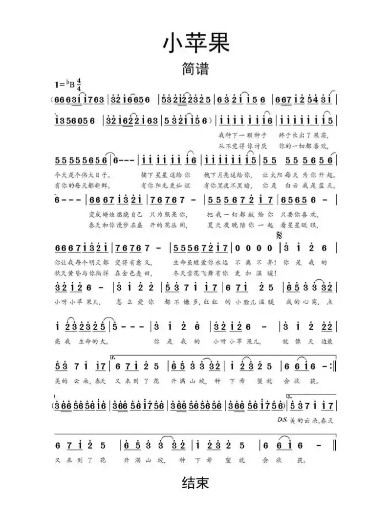 流行歌曲《小苹果》简谱:歌曲分享