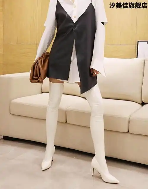 超长长筒靴漆皮过膝靴乳胶长靴细高跟款性感情趣伪娘大码靴子定制
