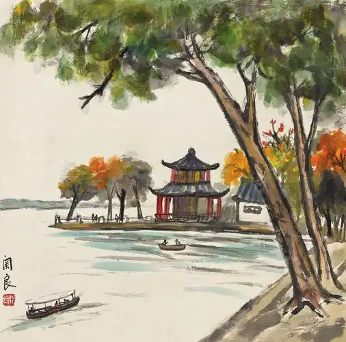 关良(1900-1986) 西湖景色