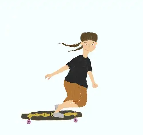 玩长板的女孩