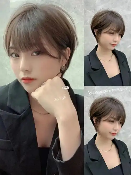 韩系超短发圆脸减龄显瘦挂耳短发