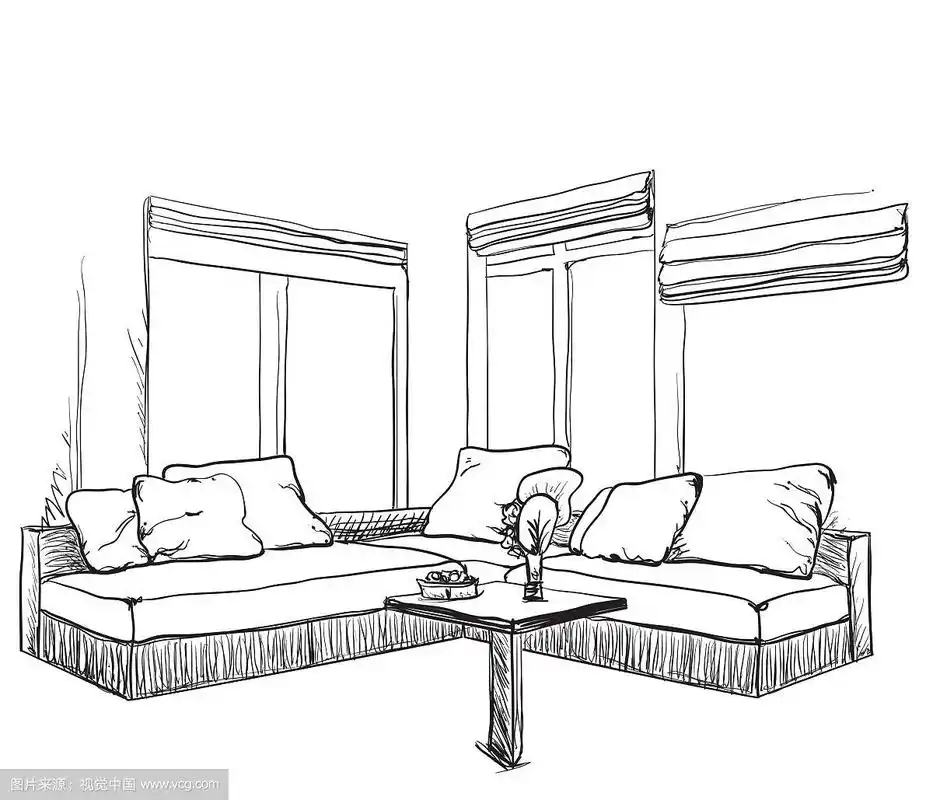 现代客厅室内手绘效果图