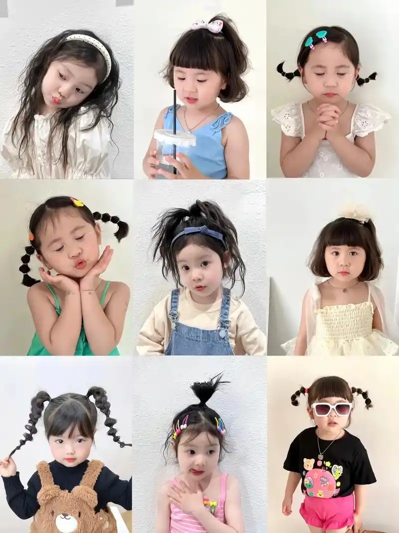 表情包女孩.可爱女宝发型分享96是被麻麻精致打扮的小孩||哪 - 抖音